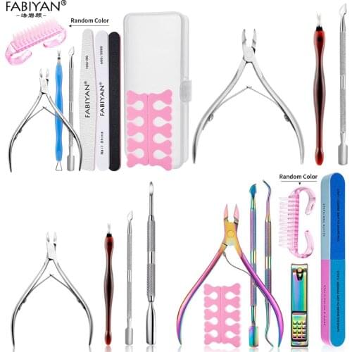Set Nail Art Exfoliating Tools Scissors Plier Peeling Push Dead Skin Cuticle Pusher Nipper Spoon Remover Clipper Cutter