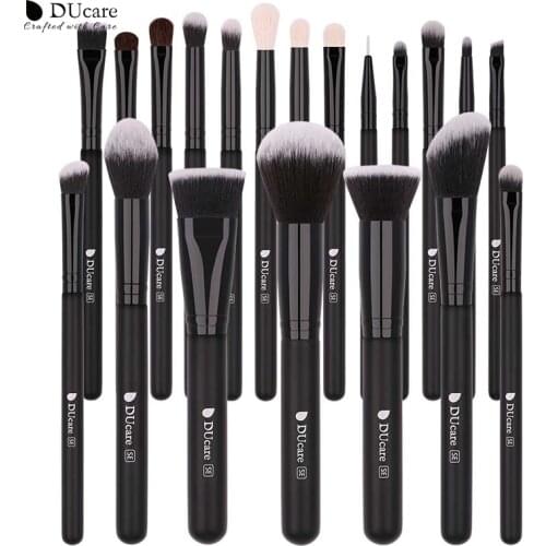DUcare 20 Pieces Professional Makeup Brush Set Black Natural Hair Brush Powder Foundation Contour Eye Shadow Cosmetic Brushes