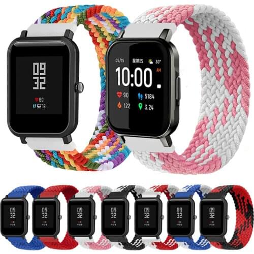 Nylon Braided Solo Loop Strap For Xiaomi Amazfit Bip Lite/S/U Band Amazfit GTS 2 GTR 42mm Solo Loop Bracelet Elastic correa