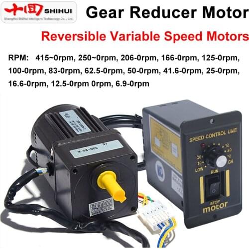 15W Single-Phase 220V Shaft Diameter 10MM AC Gear Motor Speed Control / Variable Speed Reversible Motor Speed Ratio 6.9-415rpm