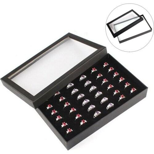 Transparent Window Ring Jewelry Pendant Display Organizer Tray Holder Earring Jewelry Storage Case Jewelry Box