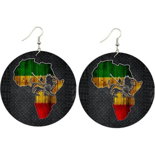 Roform Womens Fashion jewelry Painted Wood Earring Pendant Earrings Party Trendy Statement Africa map For Women Girls