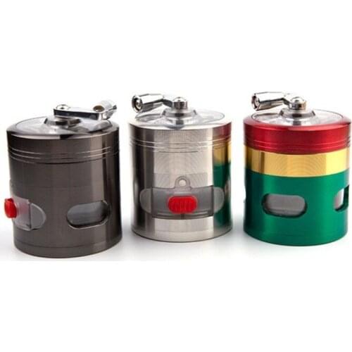 Hand crank drawer smoke grinder zinc alloy 63mm 4-layer hand crank grinder side opening smoke grinder