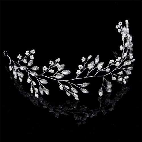 Wedding Headdress Pearl Crystal Headbands Hair Jewelry Pearl Crystal Leaf Bride Tiaras Headpiece Wedding Bridal Hair Accessories