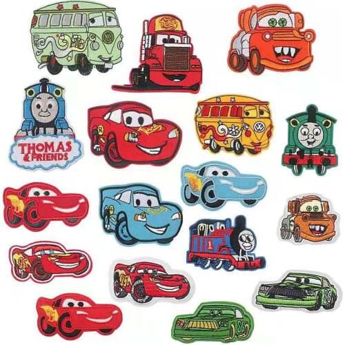 Iron On Patches Embroidery Cartoon Car for Clothes Stickers Badges Washable DIY T-shirt Accessories