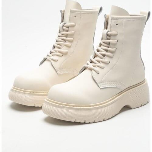 Women Casual Leather Boots Luxury Trainers Platform Boots Height Increasing Zip High-TOP Autumn Black Shoes