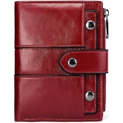 Cowhide Leather Ladies Small Purse Zipper Coin Pocket Card Holder Female Wallet High Quality Women Short Wallets