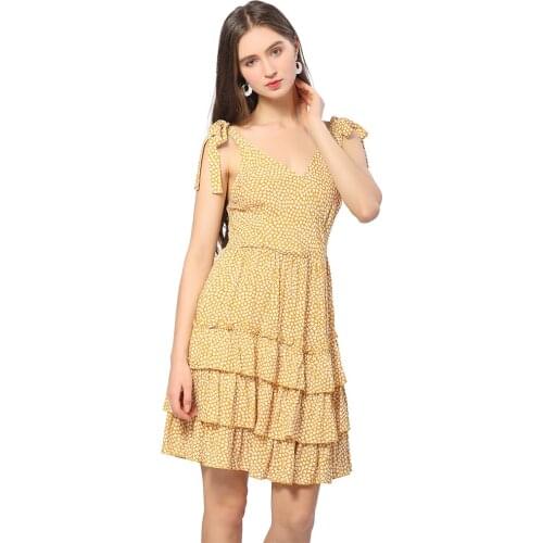 Women 2021 Summer Dress Ladies Floral Print Sexy V-Neck Bow-Knot Strap Sleeveless Ruffle Sundress Female Beach Mini Dress