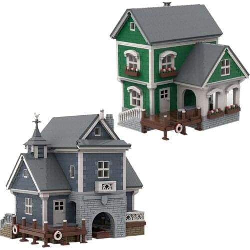 Winter Chalet Construction Building Blocks Street View Dock House Model DIY Bricks Educational Toys For Children Gifts MOC-35601