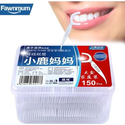 Fawnmum Teeth Cleaning 150Pcs Dental Floss Dentistry Tool Plastic Toothpicks With Thread Oral Hygiene Interdental Brush Picks