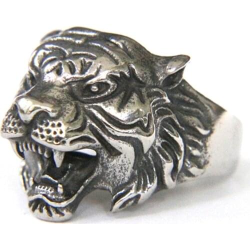 1pc Support Dropship Size 7-13 Tiger King Ring 316L Stainless Steel Jewelry Men Boys Animal Tiger Ring