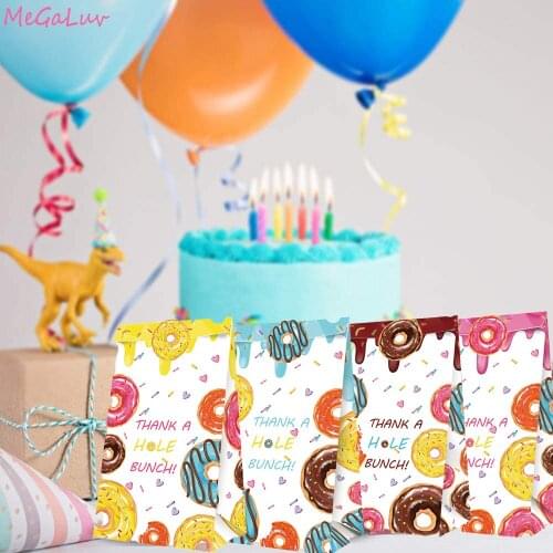 12pcs Donut Paper Gift Bags Multi-use Donught Dinosaur Candy Packaging Boxes Kids Birthday Party Favor Decoration
