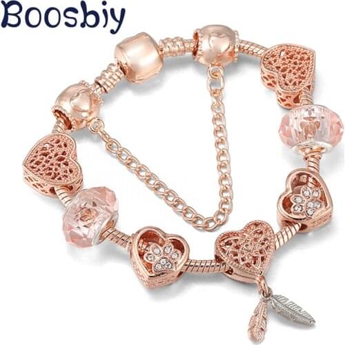 2021 New Rose Gold Color Snake Chain Charm Bracelet With Dreamcatcher Charms Pendants DIY Brand Alloy Jewelry Gift For Women