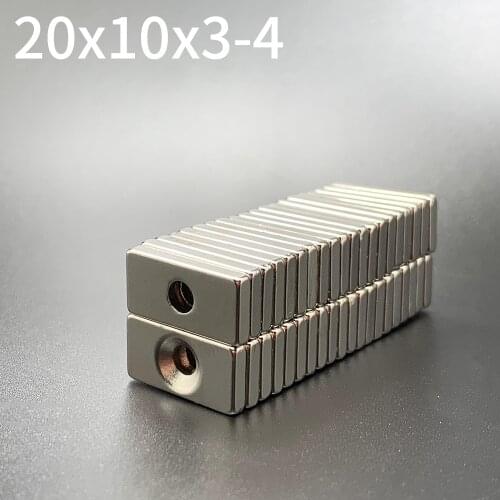 5/10pcs Neodymium Magnet 20 x10x 3 holes 4 N35 square super strong strong permanent Magnet block rare earth refrigerator Magnet
