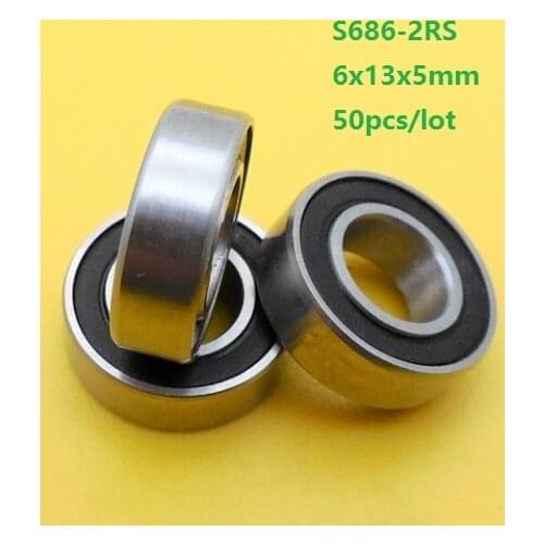 50pcs/lot S686RS S686-2RS S686 2RS RS 6x13x5mm stainless steel Deep Groove Ball bearing 6*13*5mm 686 686-2RS