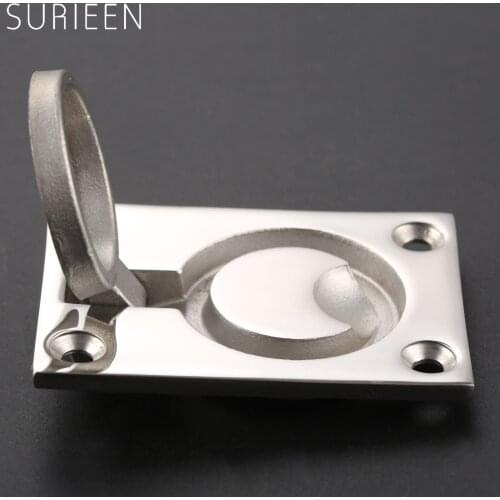 63x44mm Marine 316 Stainless Steel Hatch Latch Locker Cabinet Flush Mount Lifting Ring Pull Deck Cover Handle Floor Buckle Boats