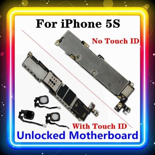 For IPhone 5S Motherboard With / No Touch ID Original Replaced Clean Main board IOS Installed 16GB/32GB/64GB Black/White/Gold