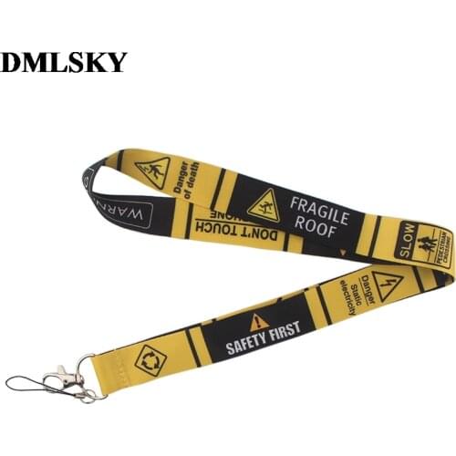 DMLSKY Warning Sign Funny Lanyard Dont touch my phone Keychain Lanyards for keys Badge ID Mobile Phone Rope Neck Straps M3776