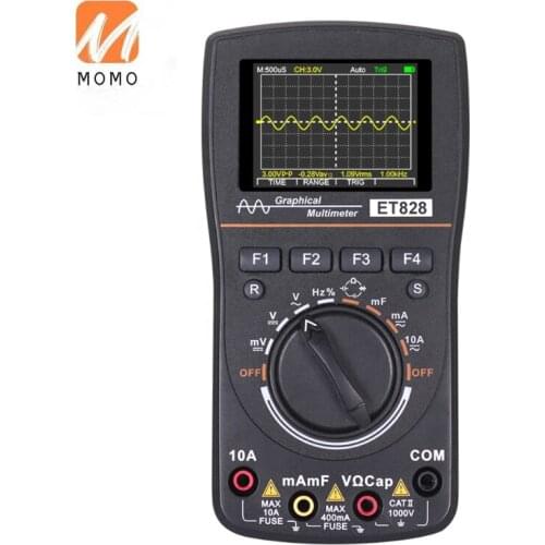 ET828 2 In 1 High Definition Intelligent Graphical Digital Oscilloscope Multimeter 2.5Msps 2.4 Inch Color Screen 1MHZ Bandwidth