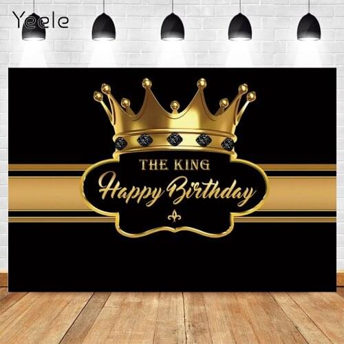 Yeele Baby King Birthday Backdrop Photocall Golden Crown Boy Party Decor Photo For Photography Background Studio Shoot Photozone