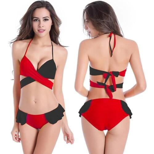 Hot Sale Sexy Push Up Bikinis Set Swimwear Women Multi Rope Swimsuits Bathing Suit Women Halter Leaf Print Beach Wear Bikini