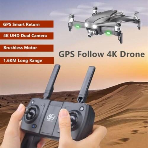 GPS Smart Follow Brushless RC Drone 2-Axis Self-Stabilizing Gimbal 4K HD Dual Camera 1600M Range 30Mins Endurance RC Quadcopter