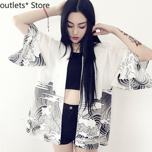 Kimono Japanese Summer Womens Clothes Dragon Print Cardigan Sun Protection Clothing Kimono Women