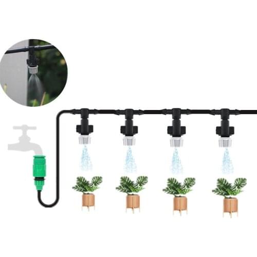 Drip Irrigation Kit Garden Irrigation System with Misting Nozzle Plant Garden Hose Water Sprinkler & Automatic Misting Cooling