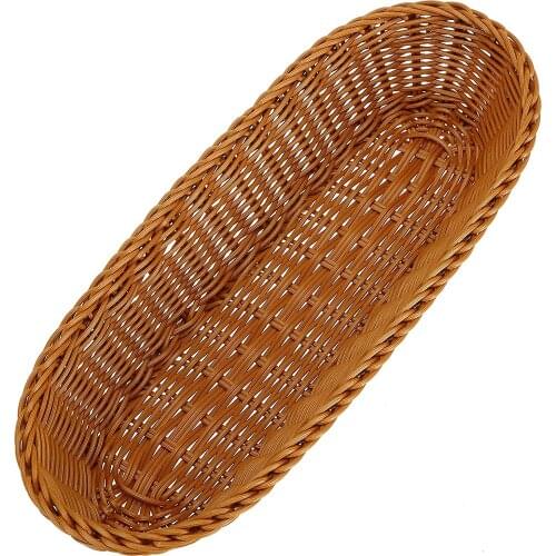 Basket Oval Rattan Bread Woven Wicker Vegetables For Displaying Baguettes Banneton Brotform Tabletop Food Honey Brown Strip