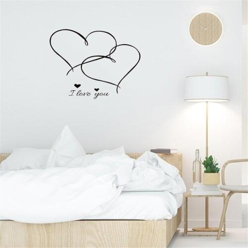 Creative Valentines Day Words with Geometric Wall Decal Heart Patterns Wall Sticker Removable Art Decals Vinyl DW7334