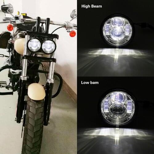Round 4.65'' Headlight for Harley Motorcycle Dyna Fat Bob Moto Style Low beam FatBob Dual Headlamp
