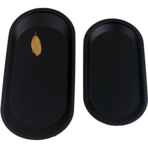 Kitchen Storage Plates Oval Kitchen Metal Drawer Black Stainless Steel Ornaments Organizer Desktop Organizer Decor Ornaments