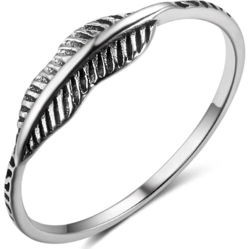 LByzHan Authentic 925 Sterling Silver Feather Rings For Women Hot Fashion Jewelry 2020 New Design For Party Gift CMR775