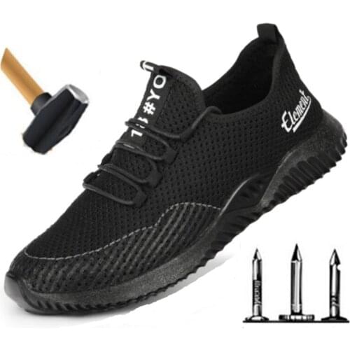 Fashion Summer Breathable Work Safety Shoes Men Air Mesh Breathable Non-slip Wear-resistant Construction Protective Boots