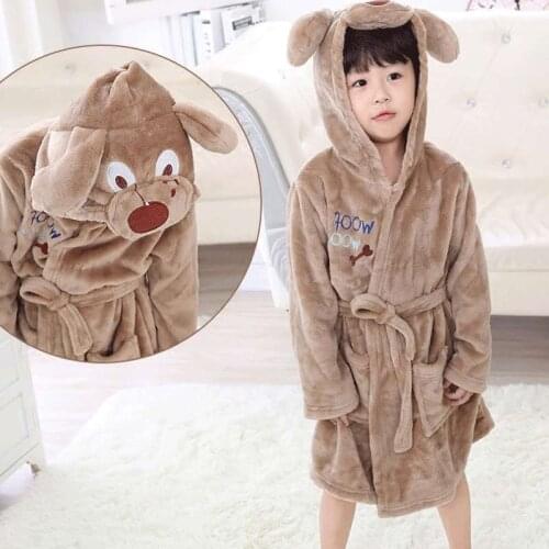 2020 New Soft Childrens Robes for 2-6Yrs Baby Kids Pajamas Boys Girls Cartoon Sleepwear Bathrobes Kids Hooded Baby Robes