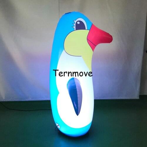 Inflatable Penguin with led light Colorful Penguin Tumbler Children Inflatable Toys Animal Balloon 1.5m touch shift color