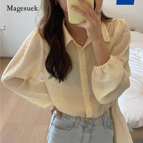 2020 Autumn Office Lady Style Fashion Vintage Womans Blouse Long Sleeve Chiffon Korean Sweet Solid Shirts Ropa De Mujer 10774