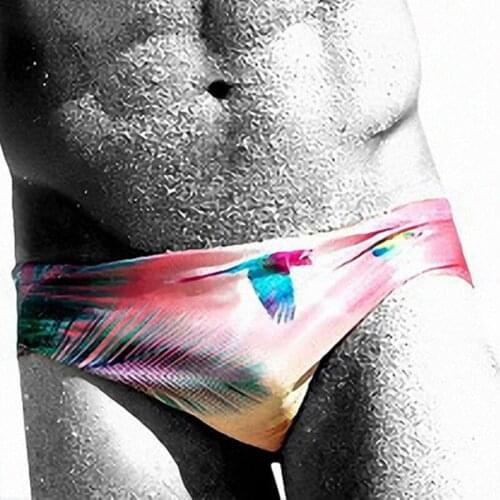 Surfing Mens Swim Briefs Low Waist Sexy Man Printed Swimsuits Swimming Briefs Mens Swimwear Bathing Suit Beach Boards Shorts