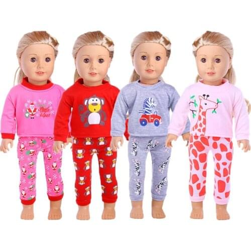 Fashion New Pattern Cute Animal Pajama Suit Fit 18 Inch American&43cm Baby New Born Doll Clothes Accessories,Girls Toys