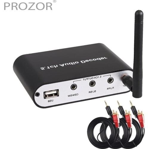 PROZOR 5.1CH Wireless Bluetooth Audio Decoder with Audio DAC Receiver Optical Adapter Coaxial AUX USB Disk Play Support DTS AC3