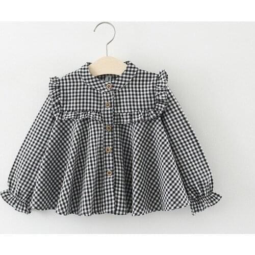 Toddler Girls Shirts Casual Korean Plaid Long Sleeve Tops For Girls 2019 Autumn Fashion Baby Kids Clothes Child Girls Shirts New