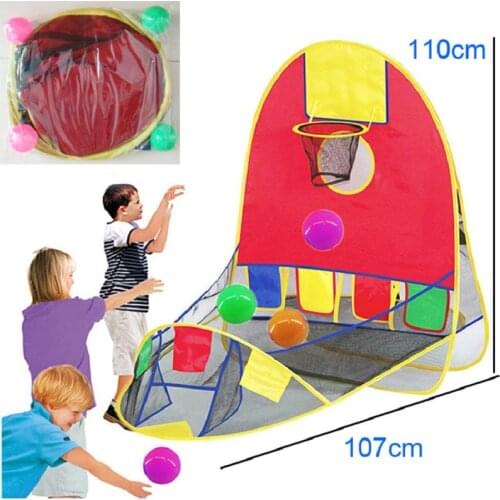 Folding Pop Up Tent Play House for Kids Mini Basketball Shooting Tent Ocean Ball Toys Pit Fence Family Indoor Game Gift for Baby