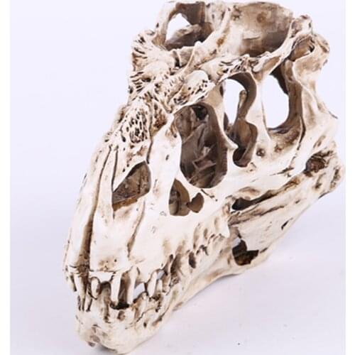 Resin Dinosaur Skull Model Tyrannosaurus Rex Skeleton Head Figurine Sculpture Crafts Halloween Home Animal Statues Decoration