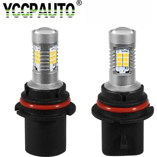 YCCPAUTO 2Pcs HB5 9007 LED Car Fog Lights Hi/Lo Beam HB1 9004 Auto Front Fog Lamp Bulbs DRL White 2835 21-SMD 12V-24V