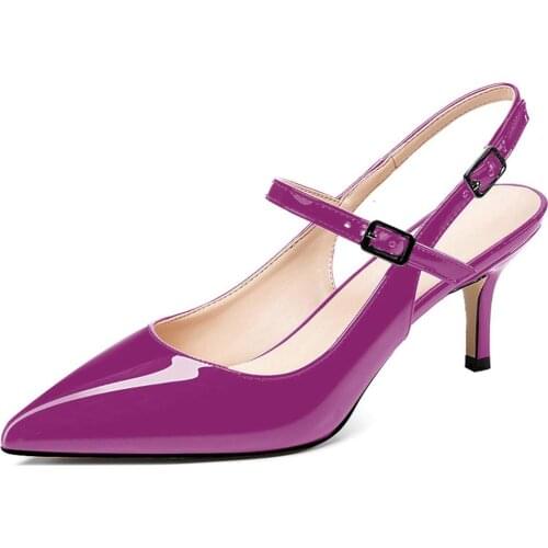 LOVIRS Pointed Toe Slingback Pumps Low Heel Ankle Strap Sandals for Office Dress