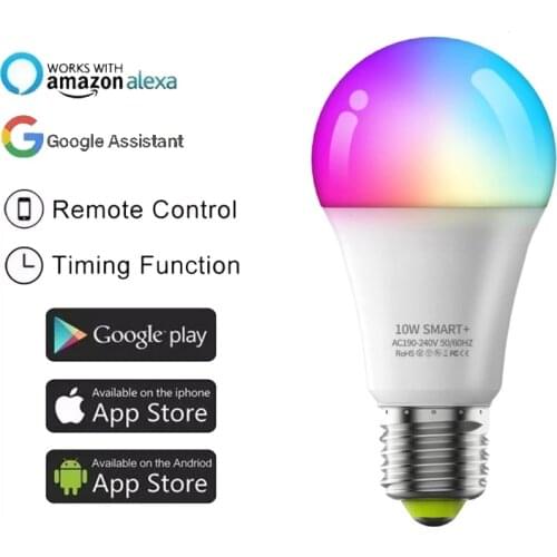 WiFi Smart Light Bulb E27 LED Colour Changing Lamp Voice Control Alexa Google Home Assistant APP Remote Control Magical Bulb