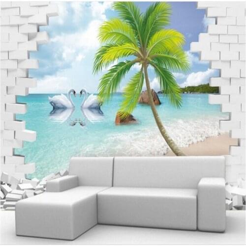 Wellyu Custom large frescoes 3D Aegean Sea love couple Yuanyang bath TV background wall non - woven wallpaper papel de parede