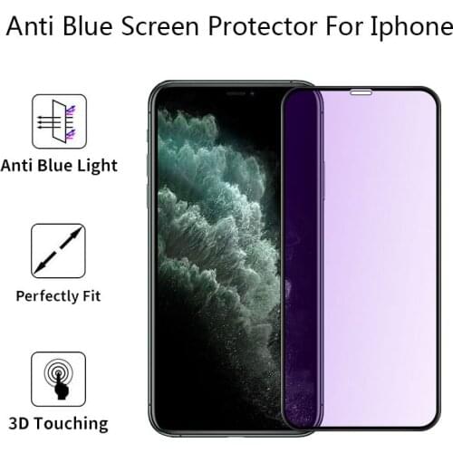 5Pcs Full Cover Anti Blue-ray Tempered Glass For i7 i8 i6s Plus Screen Protector For 11Pro Max X XS Max XR Film