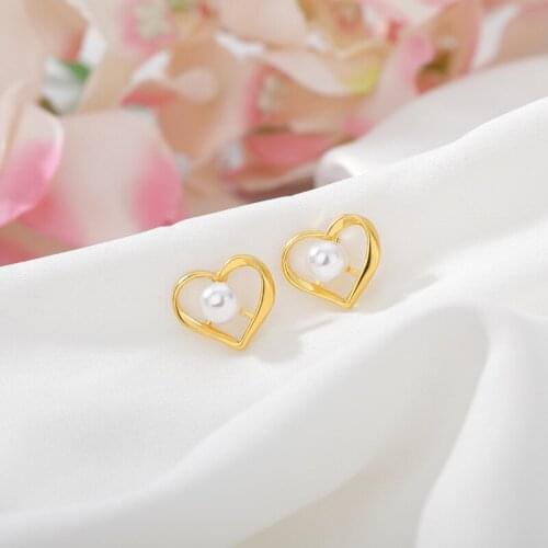 New fashion trend Earrings for women girl Pearl love Heart Gold color earrings Exquisite Wedding Jewelry friend gift 2020