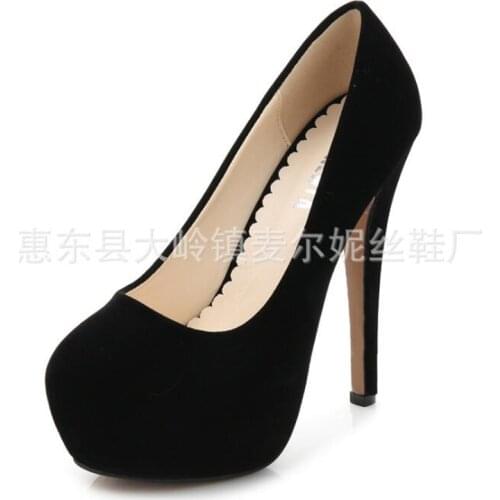 High HeelsWomen Pumps Fashion Flock Womens Sandals 4cm Platform Wedding Pumps Casual Thin Heels Womens Shoes